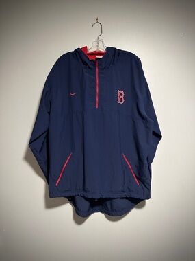 Vintage Nike Team Boston Red Sox Navy Pullover Windbreaker with Red Accents